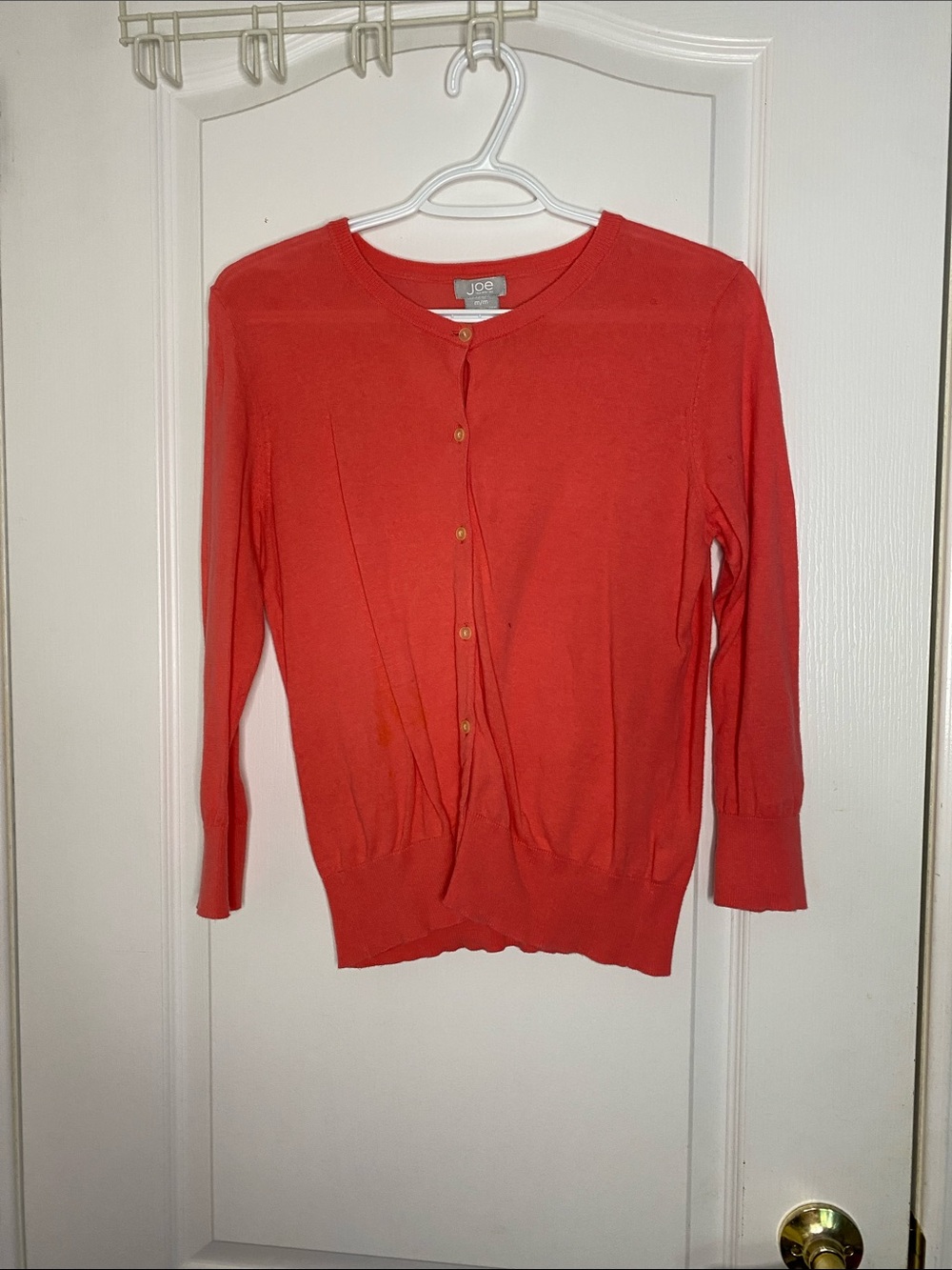 Joe Fresh Coral-Red Button Front Cardigan